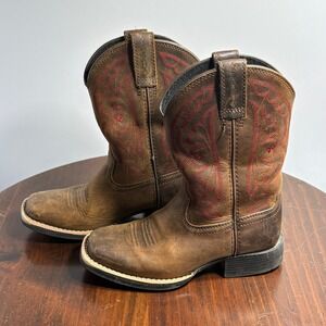 Ariat Boots Kids 11.5 Brown Heritage Roughstock Western Square Toe Leather Rodeo
